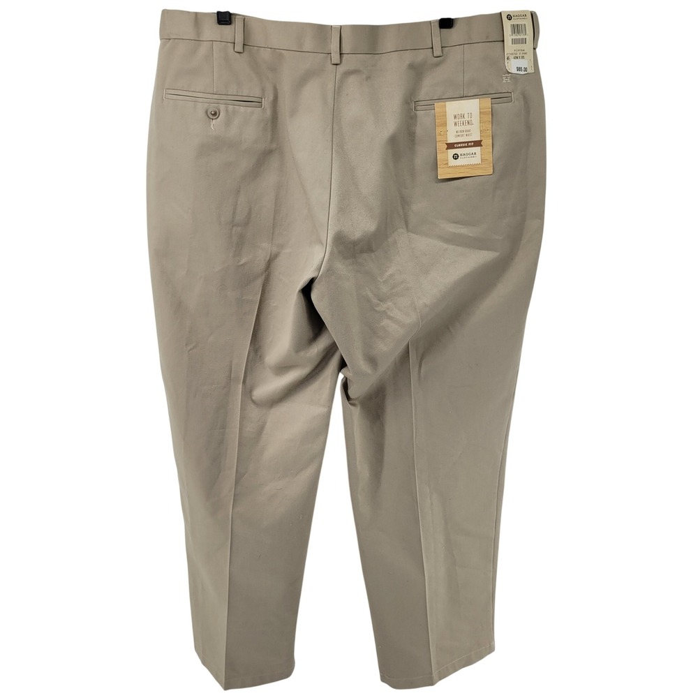 Haggar Work To Weekend Khaki Pants Mens 42x32 Khaki Classic Fit No Iron - Picture 8 of 8